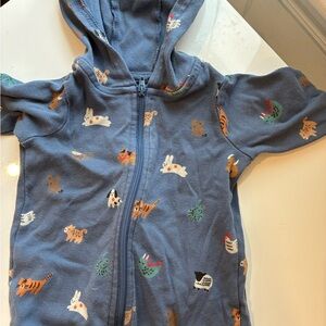 Tea Collection Blue Animal Print Footie